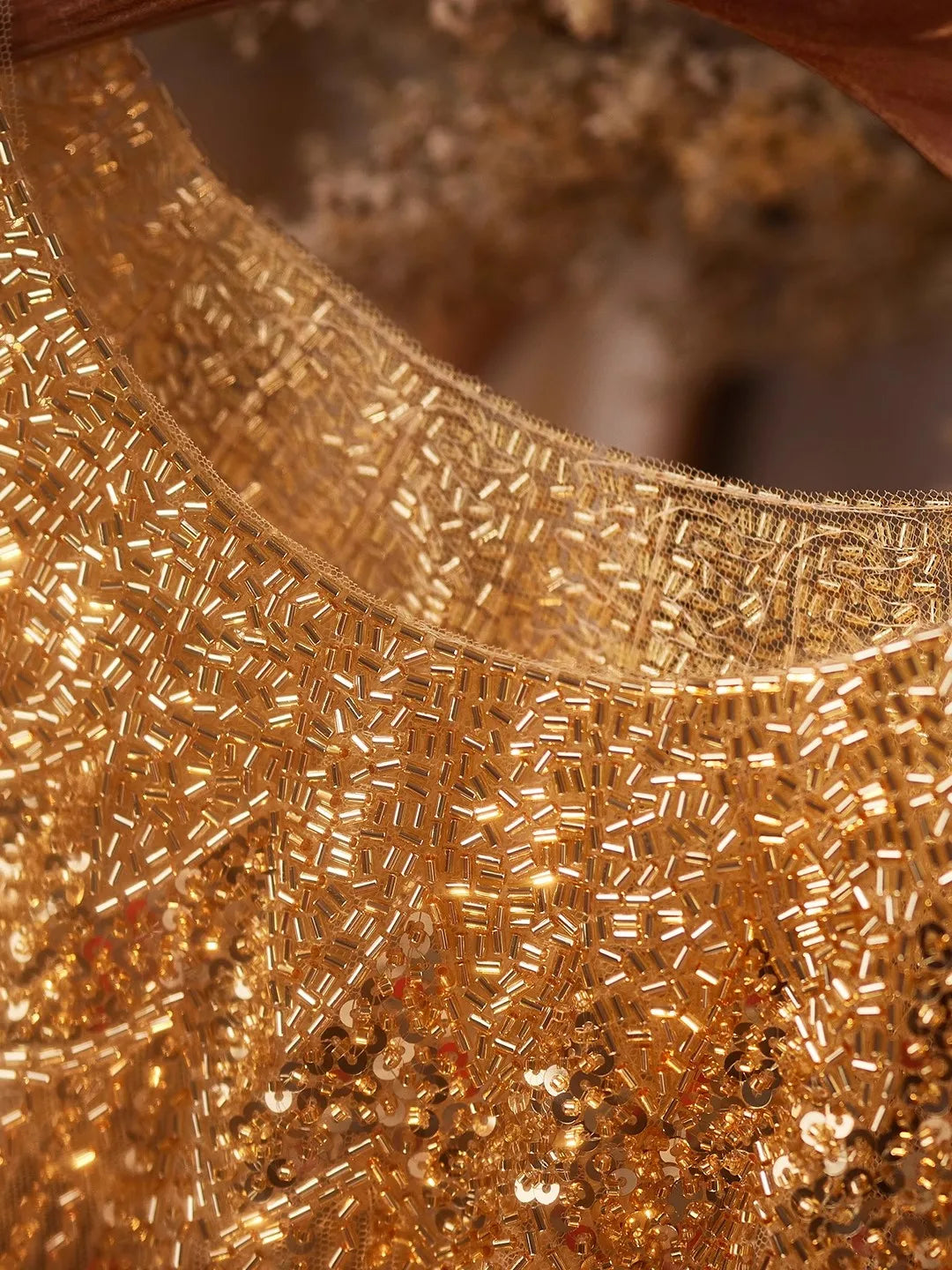 Women's Vintage Sequins Beaded Gold Tassel Pashmina Female Chinese Style Show Cosplay Party Shawl Cloak Collar R3016